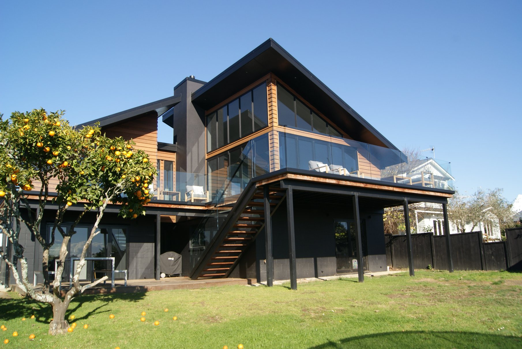 The rear deck and living area